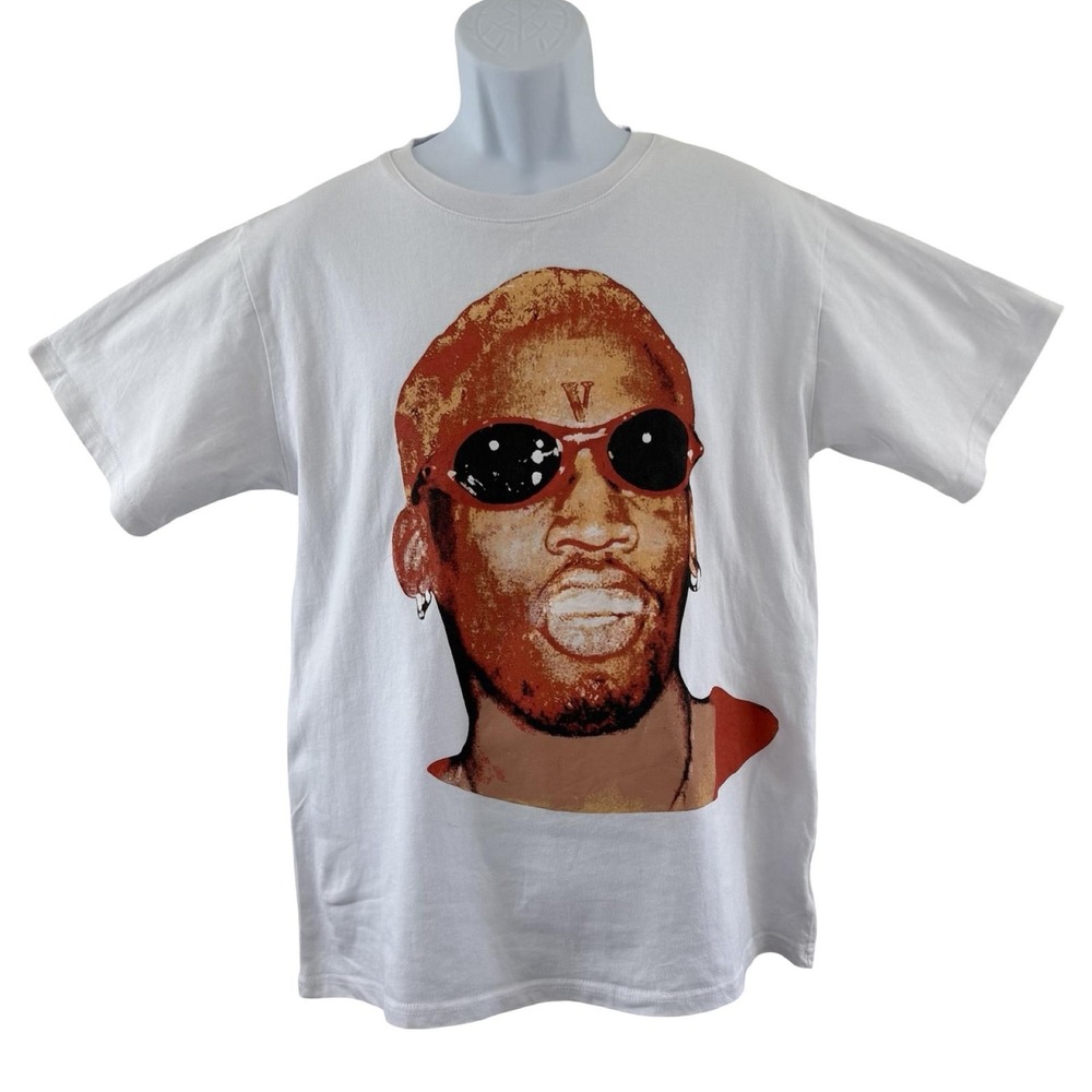 VLONE Dennis Rodman Double Sided Graphic T-Shirt White XL Made in USA Streetwear